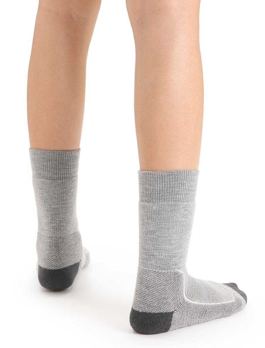 Women's Icebreaker Merino Hike+ Medium Crew Socks Blizzard Heather | CA 1514PJJQ